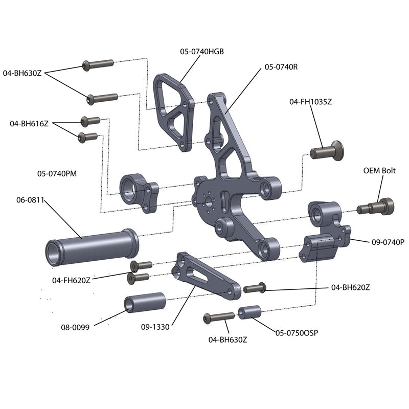 Woodcraft 2011-16 Aprilia RSV4 APRC/Tuono V4 GP Shift Complete Rearset