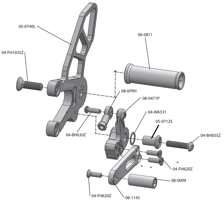 Woodcraft 2017-20 Aprilia RSV4/Tuono GP Shift Complete Rearset