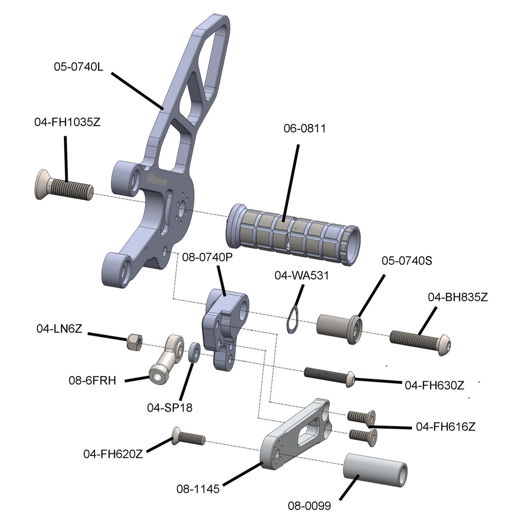 Woodcraft Aprilia RSV4 , Tuono V4 STD Shift Complete Rearset W/Pedals