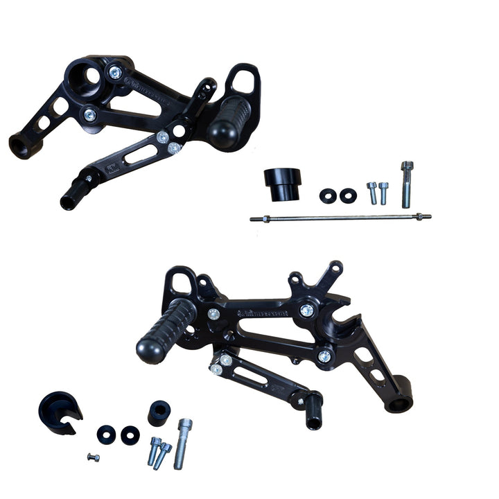 Woodcraft Aprilia RS457, Tuono 457 Adjustable Rearset Kit Complete W/Pedals