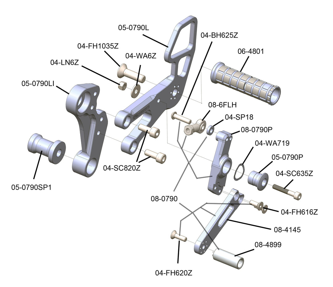 Woodcraft KTM Duke790/890 Rear Set Kit