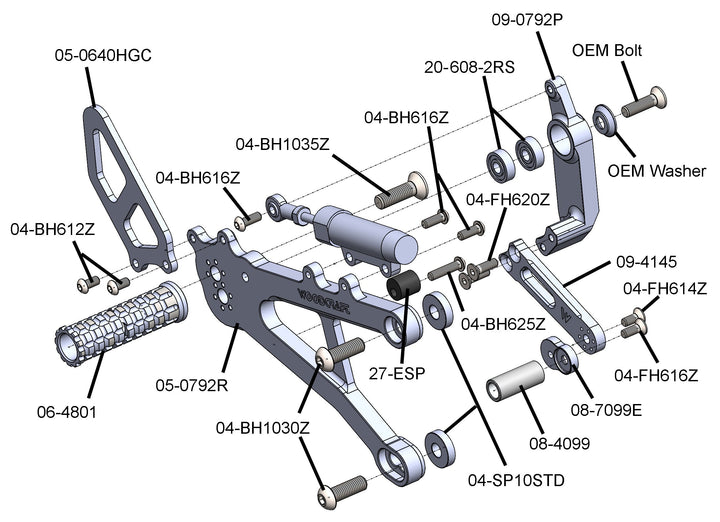 Woodcraft KTM 990 Complete Rearset