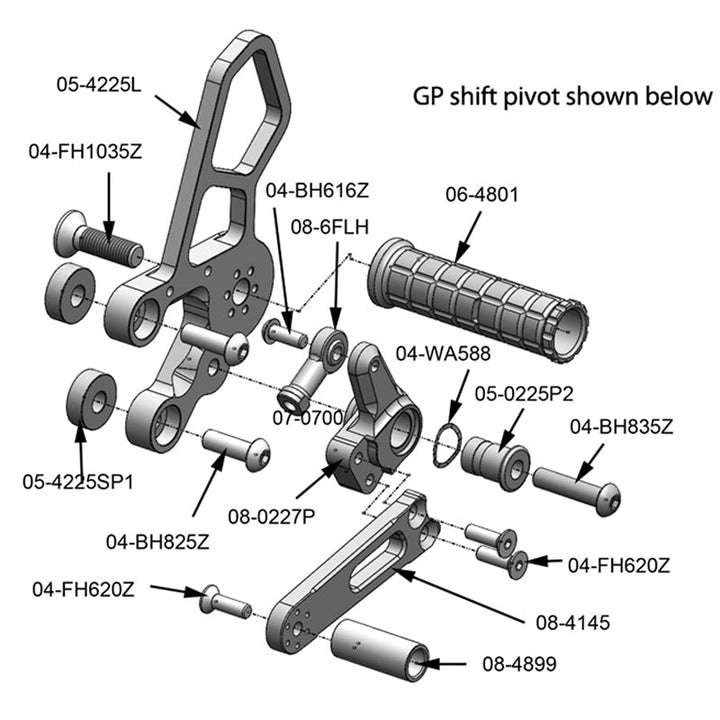Woodcraft Suzuki SV650 Rearset Complete - GP Shift