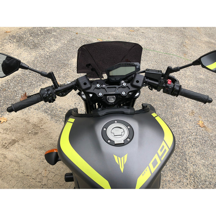 Woodcraft Clipon Adapter Plate w/ XL Black Bars Yamaha 2017 FZ-09, MT-09, XSR900 2022-25