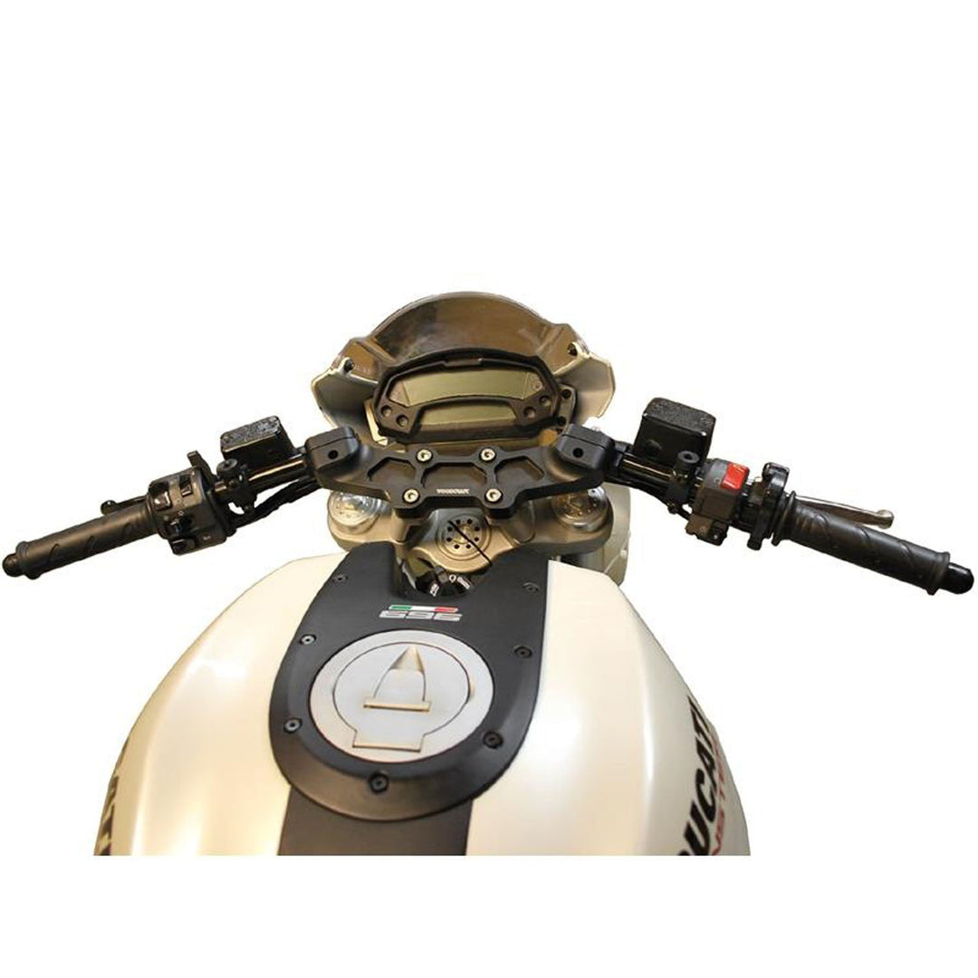 Woodcraft Clipon Adapter Plate w/ XL Black Bars Ducati Monster 696/796/1100