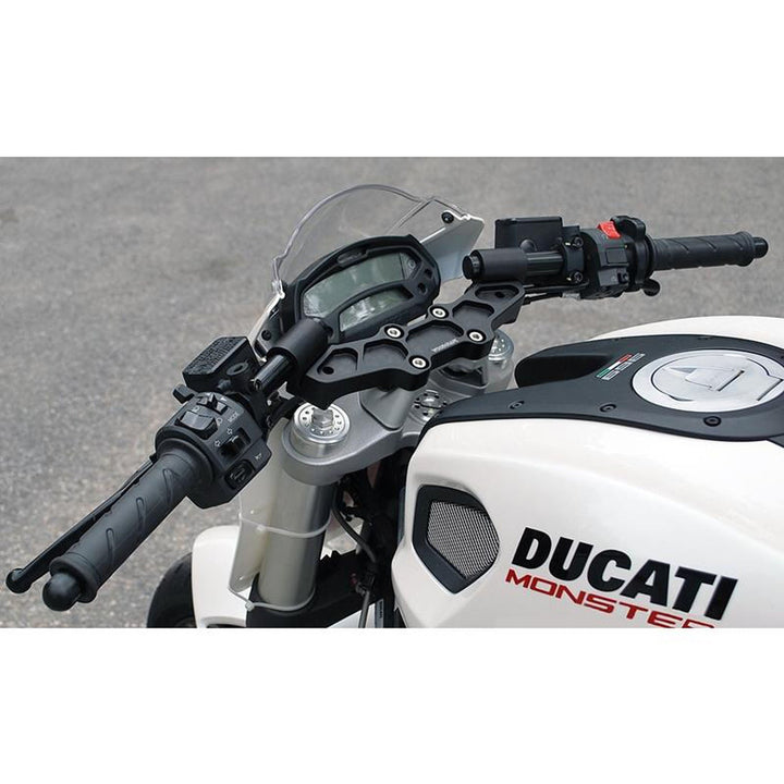 Woodcraft Clipon Adapter Plate w/ XL Black Bars Ducati Monster 696/796/1100