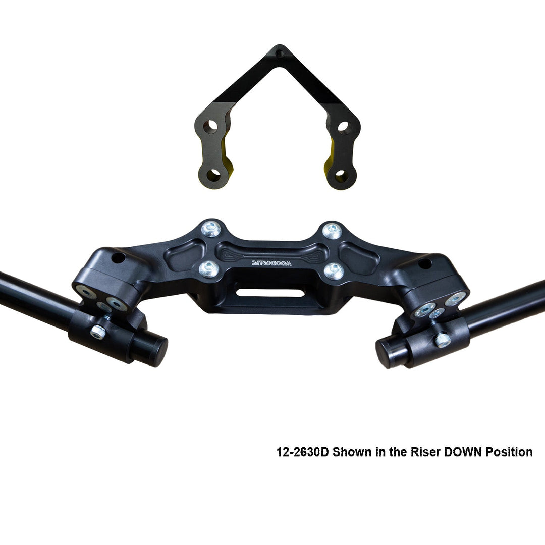 Woodcraft Ducati Monster 1200R 2016-19 Clipon Adapter Plate W/Steering Damper Mount Black Bars