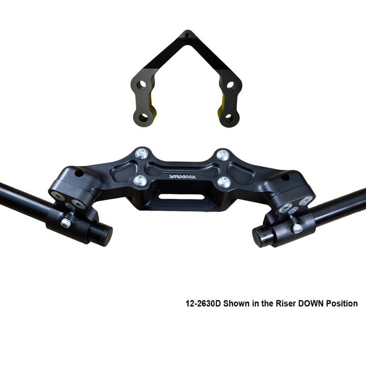 Woodcraft Ducati Monster 1200R 2016-19 Clipon Adapter Plate W/Steering Damper Mount Black Bars