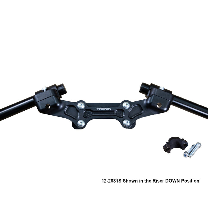 Woodcraft Ducati Monster 821 2014-17 Clipon Adapter Plate w/ STD black bars, Res. Spacer 1 inch Standard Rise
