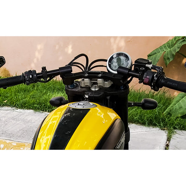 Woodcraft Adjustable Riser Clipon Adapter Plate w/ XL Black Bars Ducati Scrambler 35mm Front Adjustable Rise
