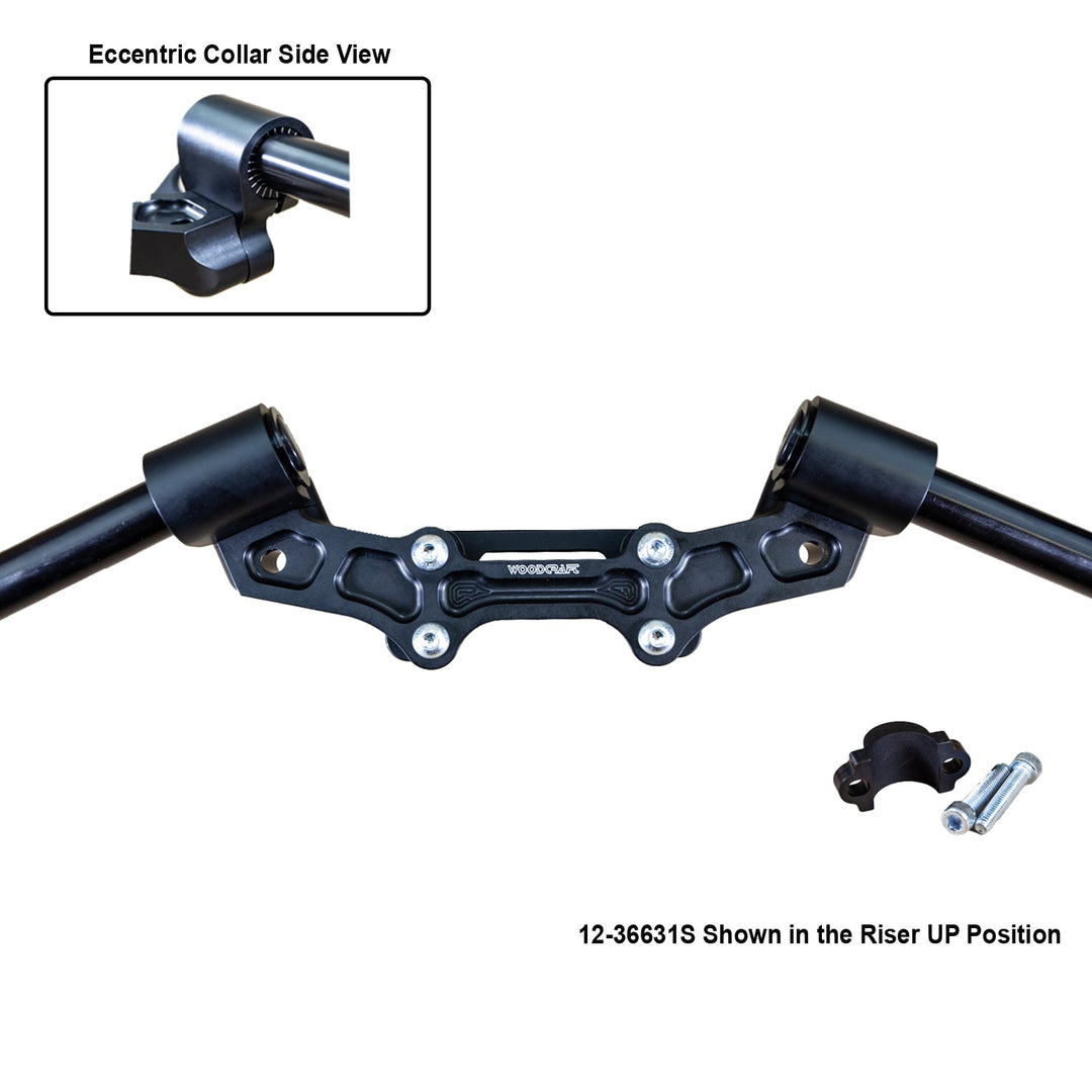 Woodcraft Ducati Monster 821 2014-17 Clipon Adapter Plate w/ STD black bars, Res. Spacer 1 inch Standard Rise