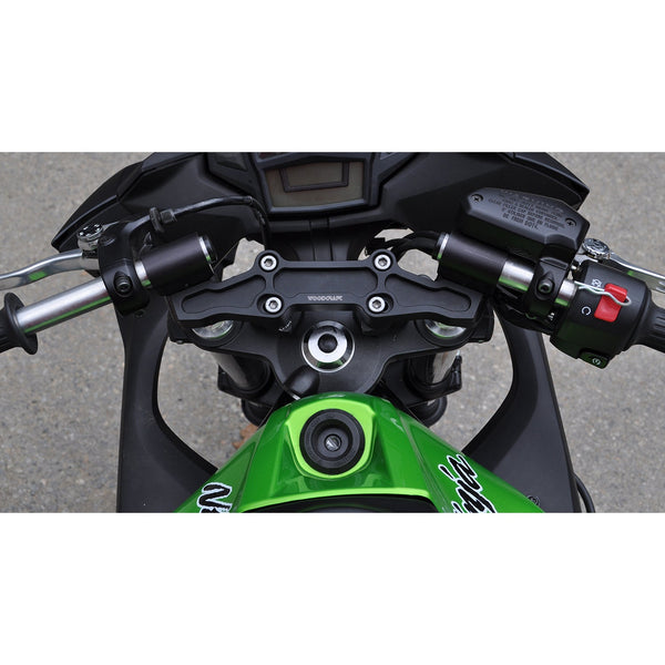Woodcraft Adjustable Riser Clipon Adapter Plate w/ Std. Black Bars Kawasaki NINJA 650 2006-2016, ER6N 2009-2011 35mm Front Adjustable Rise
