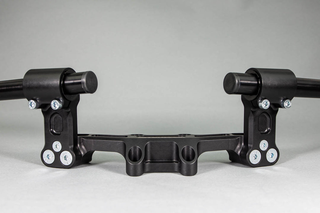 Woodcraft Adjustable Riser Clipon Adapter Plate w/ XL Black Bars Ducati Scrambler 35mm Front Adjustable Rise