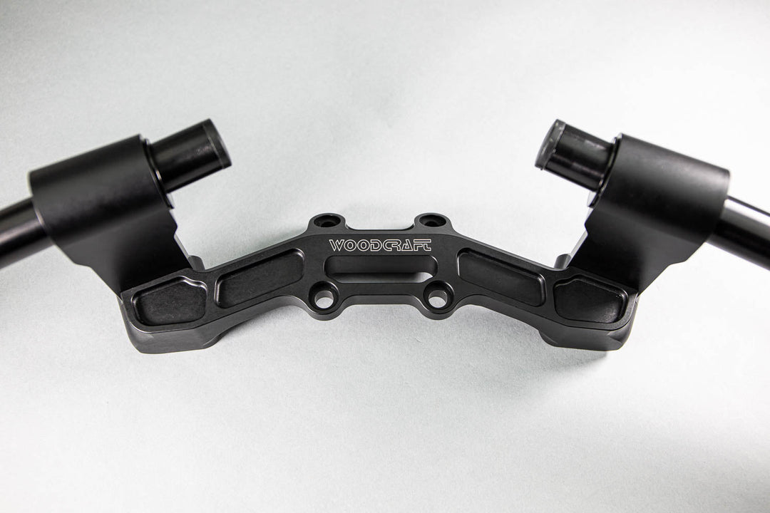 Woodcraft Adjustable Riser Clipon Adapter Plate w/ XL Black Bars Ducati Scrambler 35mm Front Adjustable Rise