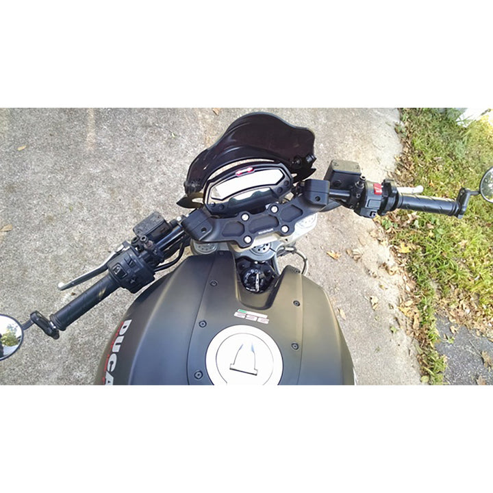 Woodcraft Adjustable Riser Clipon Adapter Plate w/ XL Black Bars Ducati Monster 696/796/1100 75mm Front Adjustable Rise