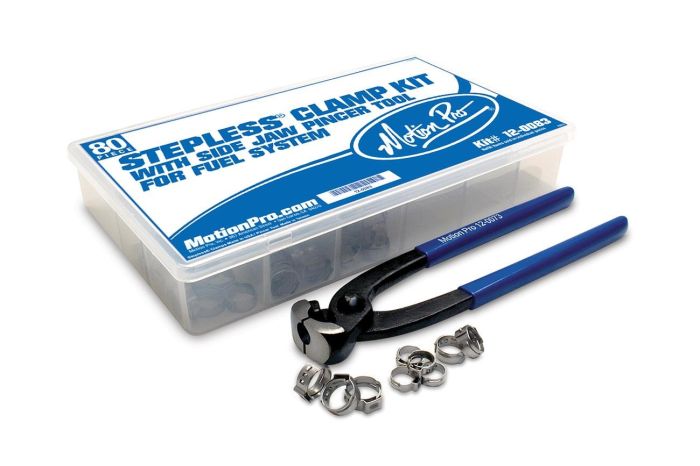 Motion Pro Stepless Clamp Fuel Line Fittings Kit (80 Pieces with Side Jaw Pincer Tool)