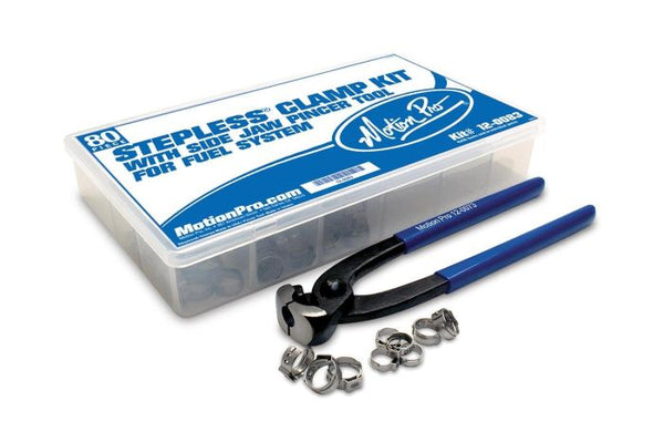 Motion Pro Stepless Clamp Fuel Line Fittings Kit (80 Pieces with Side Jaw Pincer Tool)