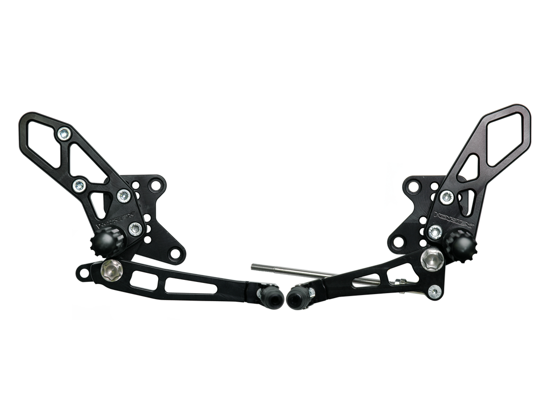Vortex 08-13 Kawasaki EX250 Ninja,13-17 EX300 Ninja Adjustable Rearsets — Black (RS424K)
