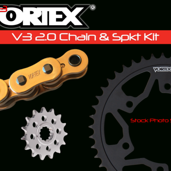 Vortex V3 2.0 Chain and Sprocket Kit — Kawasaki Z650 17-25 — 15/46 Gold (CKG6394)