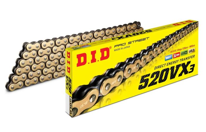 D.I.D VX3 X-Ring Chain — 520VX3G102FB (520 pitch, 102 links)
