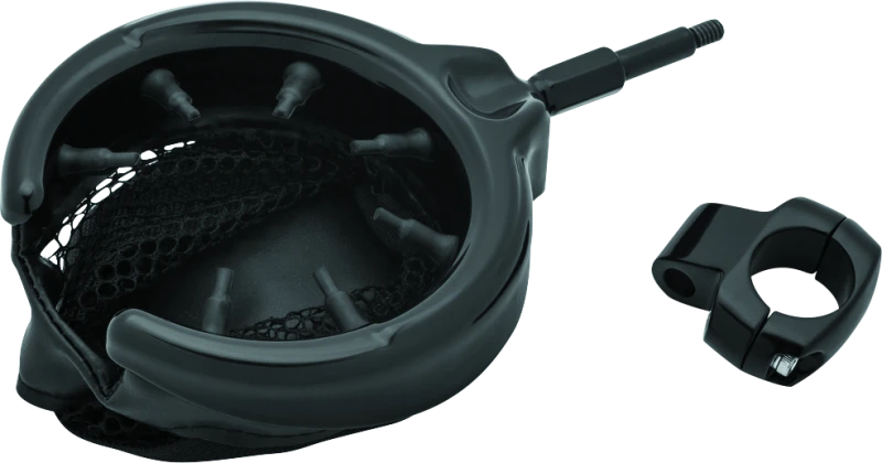 Kuryakyn Drink Holder with Mesh Basket 1 inch Clamp Gloss Black