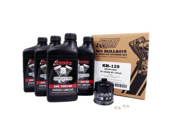Klotz Oil Change Kit - Indian Scout, Synthetic Oil Service Kit (4 qt) (KH-120)