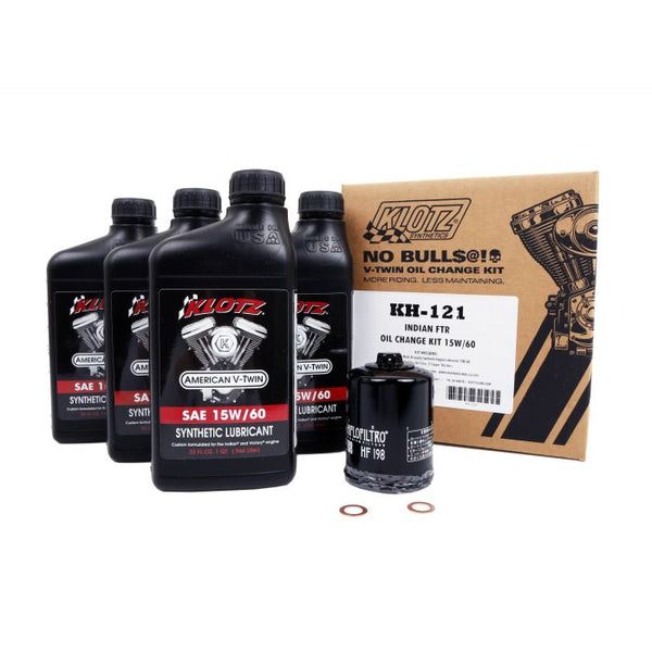 Klotz Oil Change Kit - Indian FTR, Synthetic Oil Service Kit (4 qt) (KH-121)