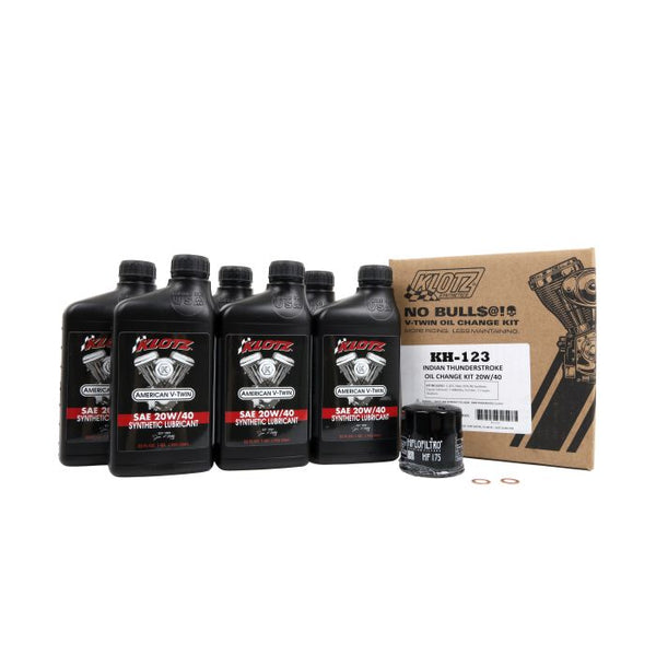 Klotz Oil Change Kit - Indian Thunderstroke, Synthetic Oil Service Kit (6 qt) (KH-123)