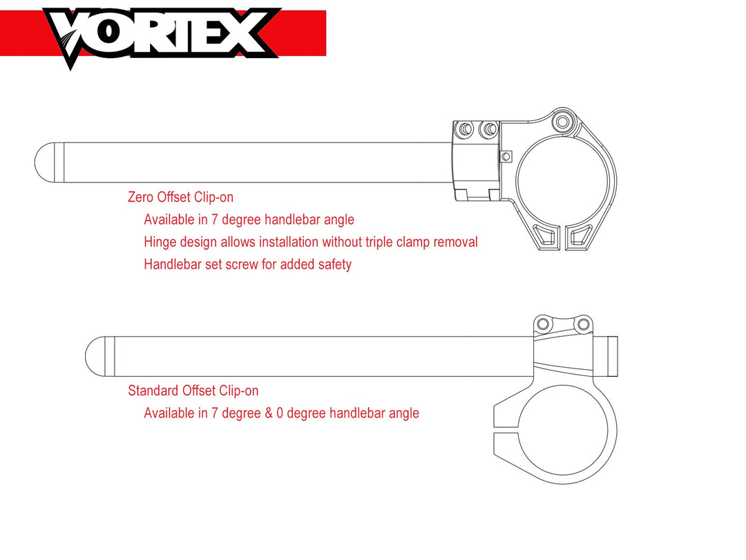 Vortex 7 Degree Bar Angle Zero Offset 50mm Fork Tube (CL50BK)