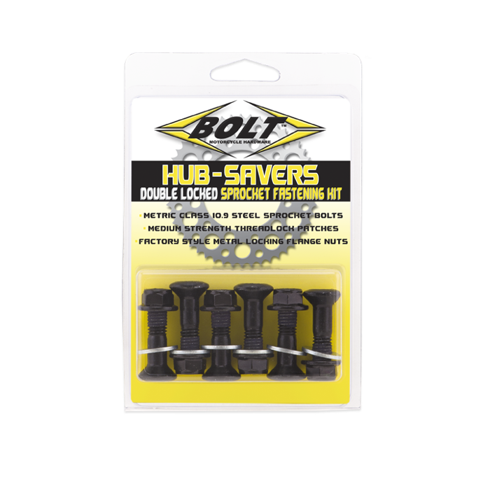 Bolt Hub-Savers Sprocket Bolt Kit, Black (6-Pack)