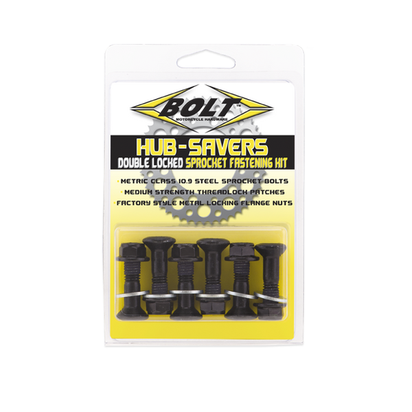 Bolt Hub-Savers Sprocket Bolt Kit, Black (6-Pack)