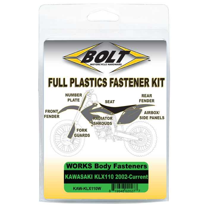 Bolt Works Upgrade Body Work Fastener Kit - Kawasaki KLX110 (2002-2023)