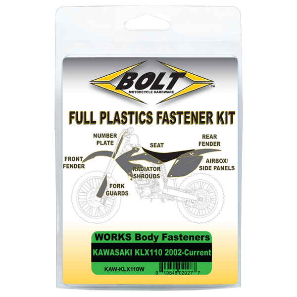 Bolt Works Upgrade Body Work Fastener Kit - Kawasaki KLX110 (2002-2023)