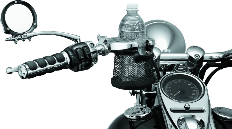 Kuryakyn Drink Holder with Mesh Basket 1 inch Clamp Chrome