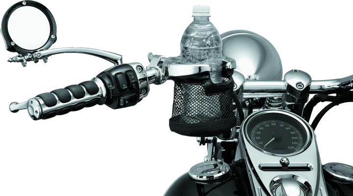 Kuryakyn Drink Holder with Mesh Basket 1 inch Clamp Chrome