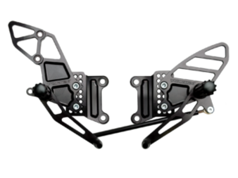 Vortex 07-08 Kawasaki ZX600 Ninja ZX-6R,05-06 ZX600 Ninja ZX-6RR Adjustable Rearsets — Black (RS406K)