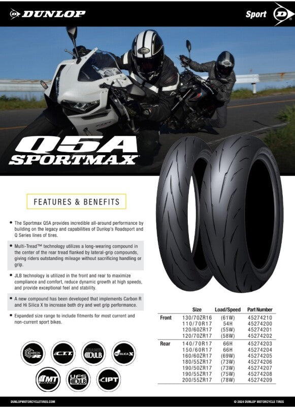 Dunlop Sportmax Q5A — 190/55ZR17 Rear