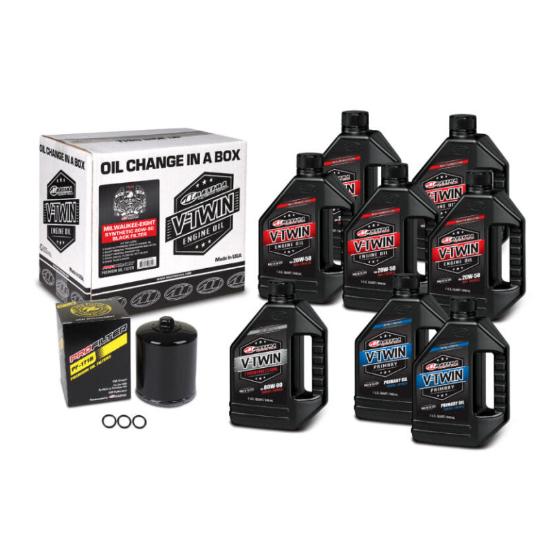Maxima V-Twin Oil Change Kit - Harley Milwaukee-Eight, Full Synthetic w/ Black Filter