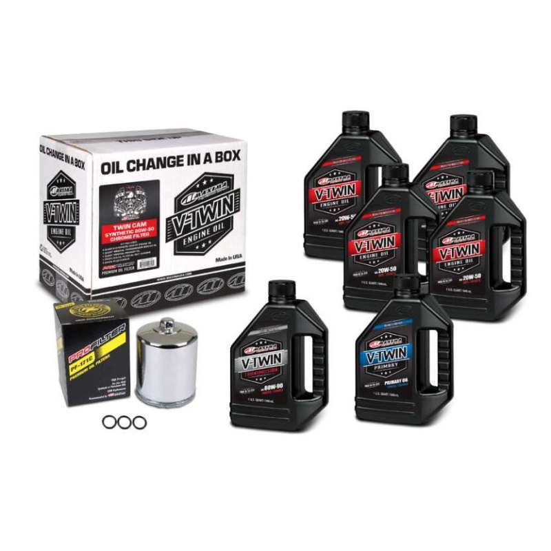 Maxima V-Twin Oil Change Kit - Harley Twin Cam, Full Synthetic w/ Chrome Filter