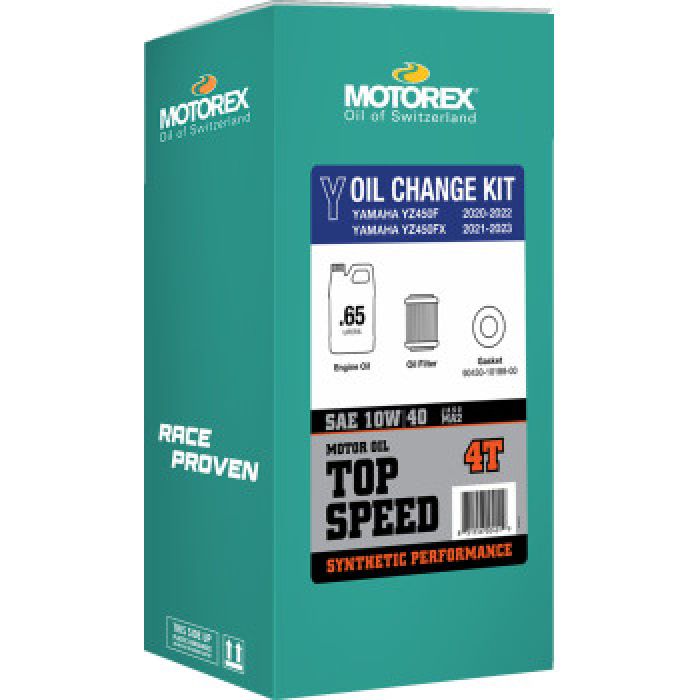 Motorex Top Speed Oil Change Kit 10W-40 - Yamaha YZ450F (2020-2022) / YZ450FX (2021-2023)