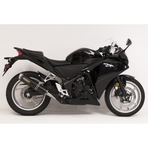 Hindle 2011-14 Honda CBR250 Slipon w/ Stainless Steel Small Oval - Black Ceramic Tip