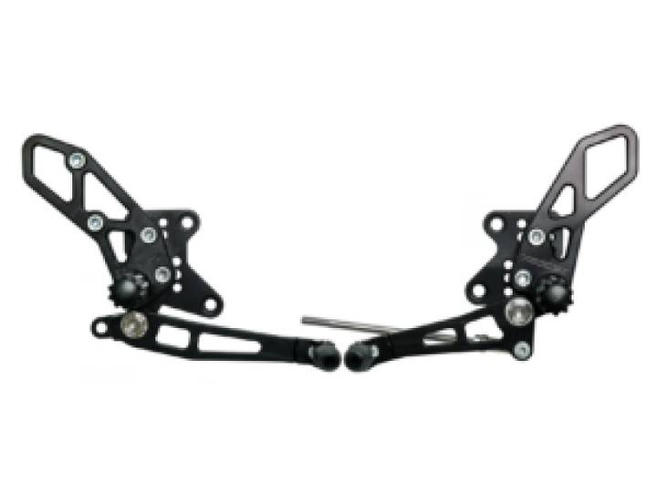 Vortex 08-13 Kawasaki EX250 Ninja,13-17 EX300 Ninja Adjustable Rearsets — Black (RS424K)