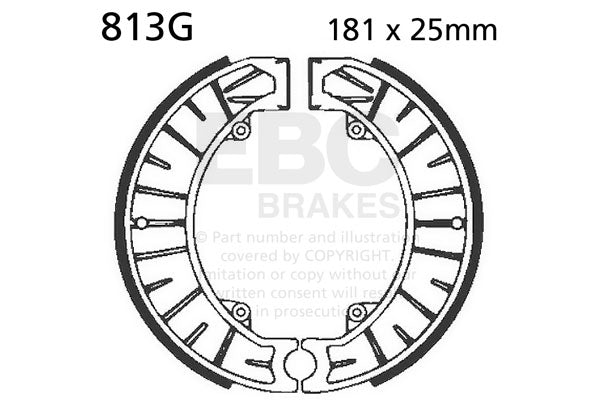 EBC 82-83 KTM 350 / 1982 KTM 350 Rear Left/Right Brake Shoes — 813G