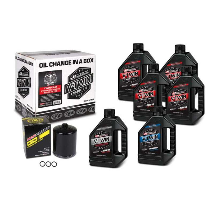 Maxima V-Twin Oil Change Kit - Harley Twin Cam, Full Synthetic w/ Black Filter