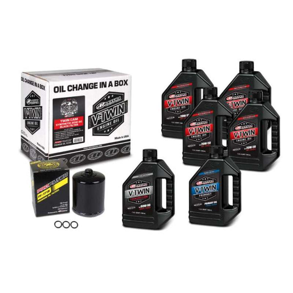 Maxima V-Twin Oil Change Kit - Harley Twin Cam, Full Synthetic w/ Black Filter
