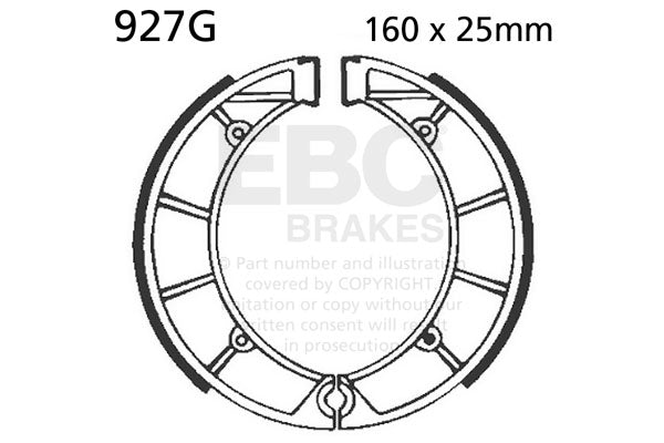 EBC 84-86 Moto Morini Kanguro 350 Rear Left Brake Shoes — 927G