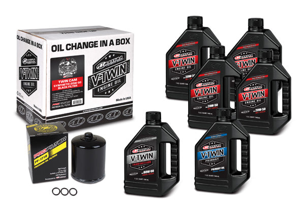 Maxima V-Twin Oil Change Kit - Harley Twin Cam, Full Synthetic w/ Black Filter