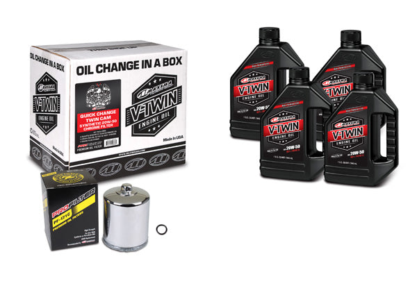 Maxima V-Twin Quick Change Kit - Harley Twin Cam, Full Synthetic w/ Chrome Filter