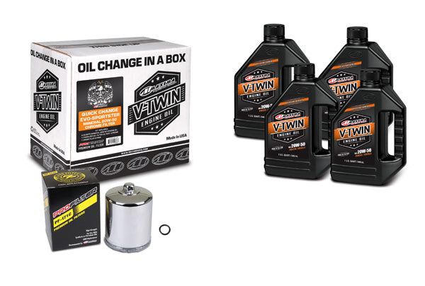 Maxima V-Twin Quick Change Kit - Harley Evo/Sportster, Mineral w/ Chrome Filter