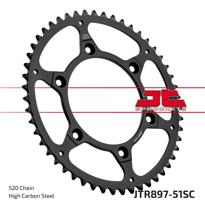 JT Sprockets Self-Cleaning Steel Rear Sprocket — JTR897.51SC (51T)